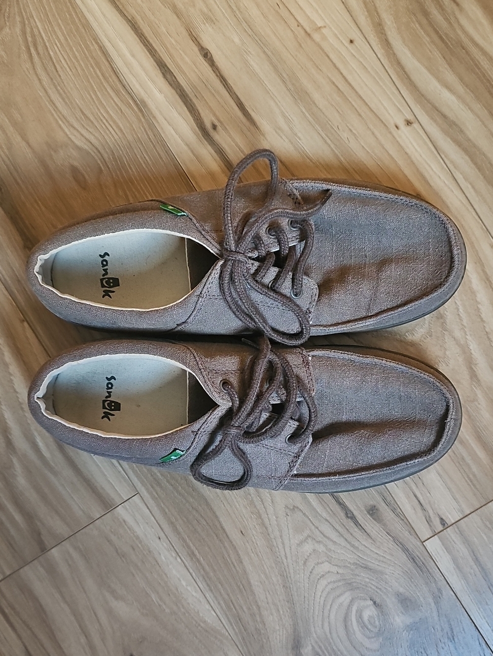 Sanuk Men’s Brown Canvas Slip-On Style Lace-Up Loafers